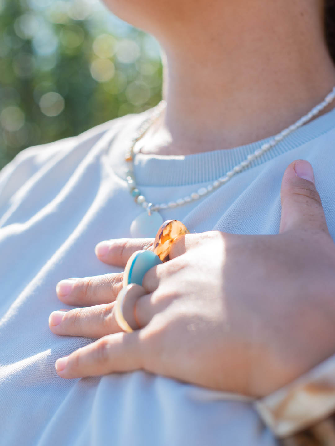 Girl Staking Rings, Ring in Cellulose-Acetat of the Collection BY THE SEA - Fair Silver