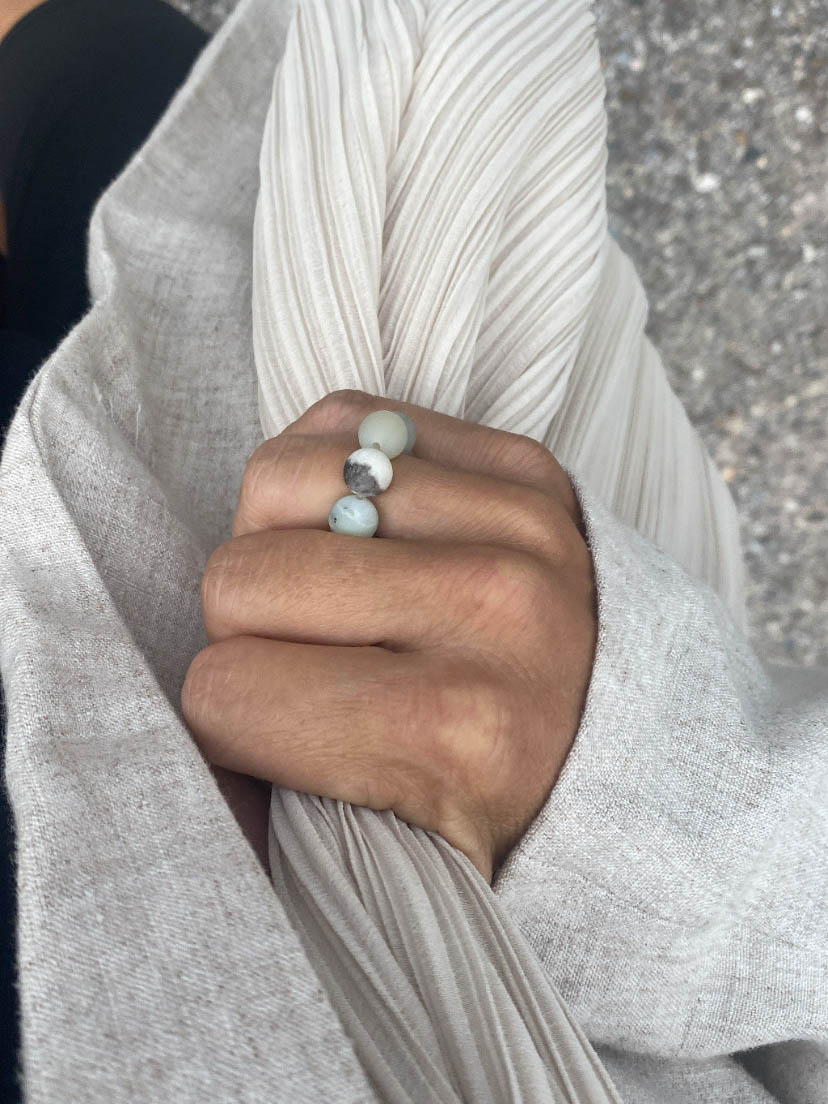 Ring, Naturstein, Amazonit, Hand